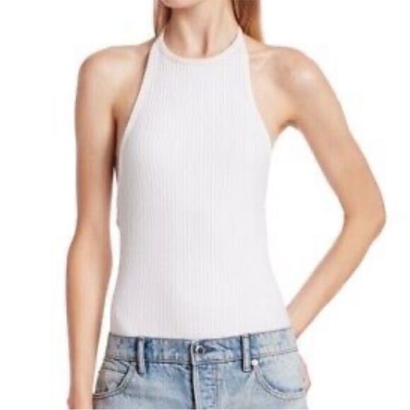 Alexander Wang Ribbed Knit Halter Top in White Size XS - Picture 1 of 7